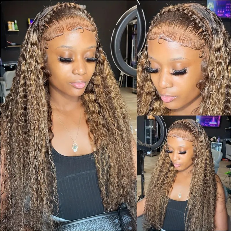 Peruca natural e volumosa com lace frontal, estilo europeu/americano, cabelo sintético, cachos pequenos, ondas suaves, comprimento longo, curto, médio e tamanho padrão._voghion.com