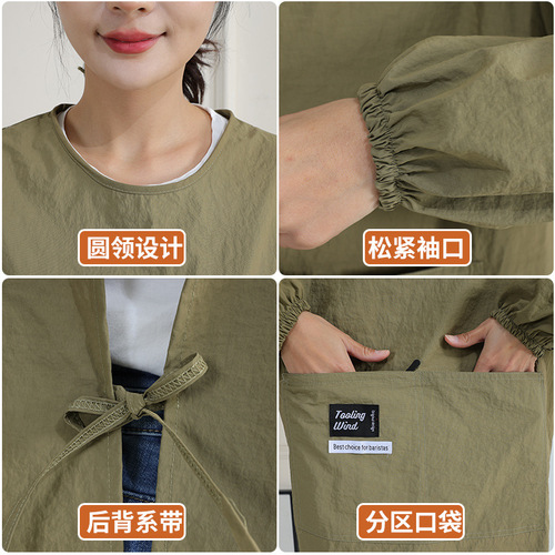 New Style Long-Sleeve Printed Waterproof Stain-Resistant Dining Special Purpose Workwear Kitchen Home Use Reversible Cover-up Women's Logo
