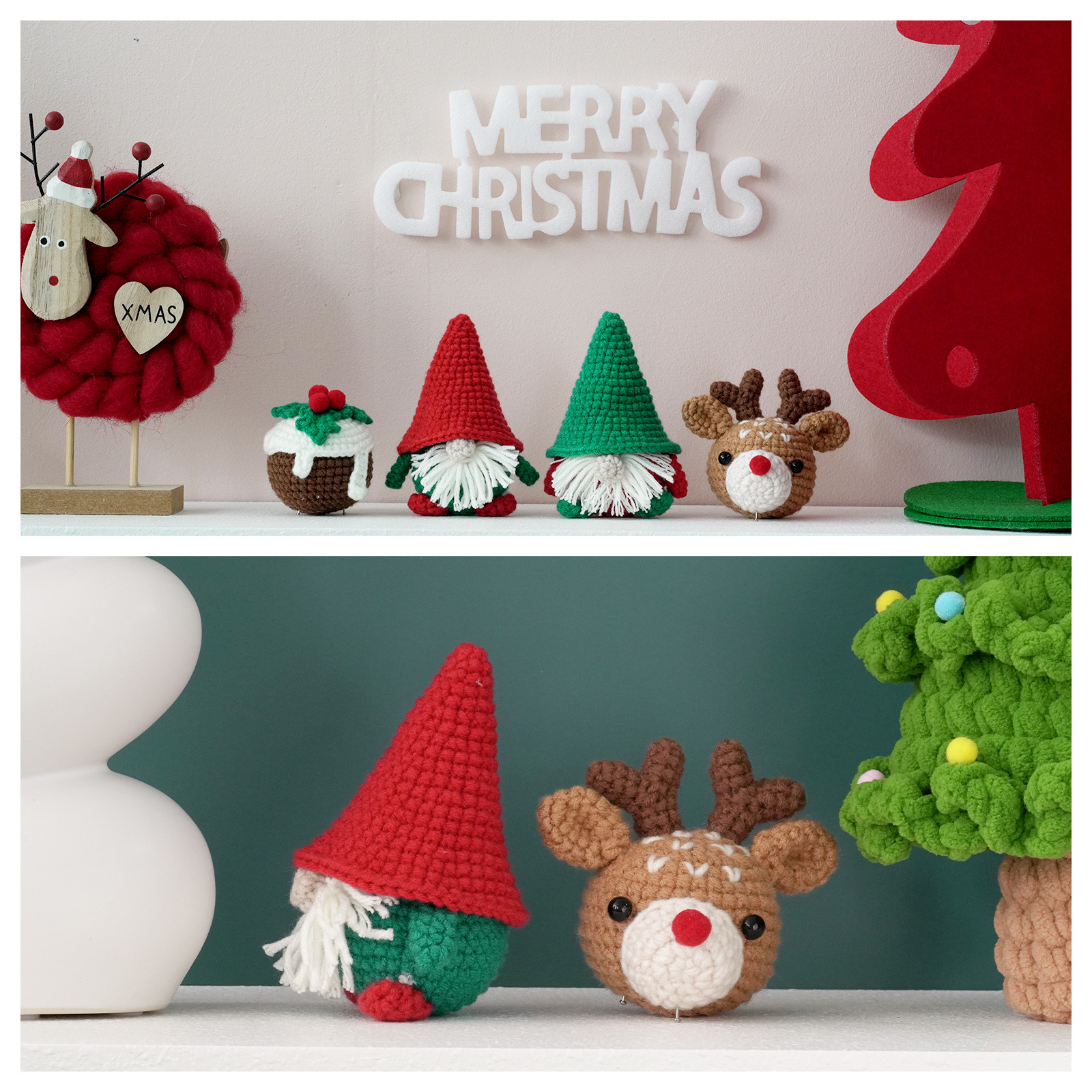 Nouveau manuel d'instructions en anglais Paquet de matériel de crochet Gnome de Noël Ornements de bricolage faits à la main Cadeau de Noël_voghion.com