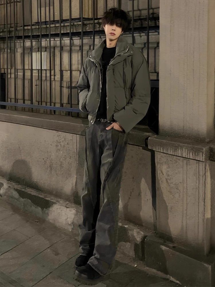 Vadderad jacka herr american retro vinterjacka för män_voghion.com