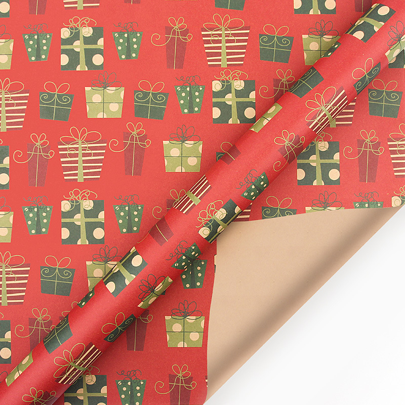 Papel de regalo estilo retro para regalos de Navidad, papel kraft, caja de regalo para fiestas, materiales de embalaje transfronterizos de nuevo estilo.