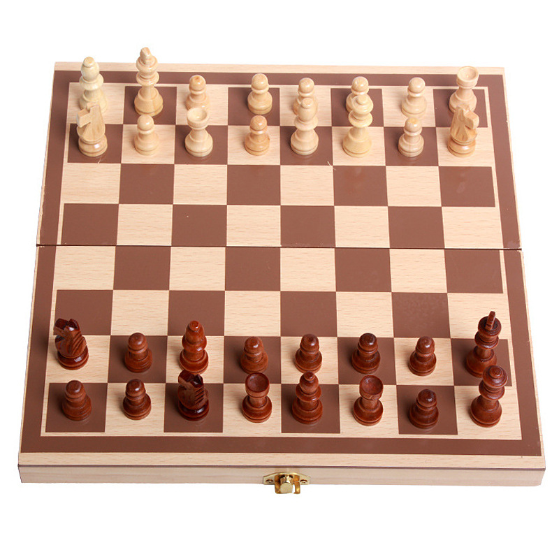 Foreign trade cross-border board game wooden chess set solid wood foldable parent-child interactive game toy