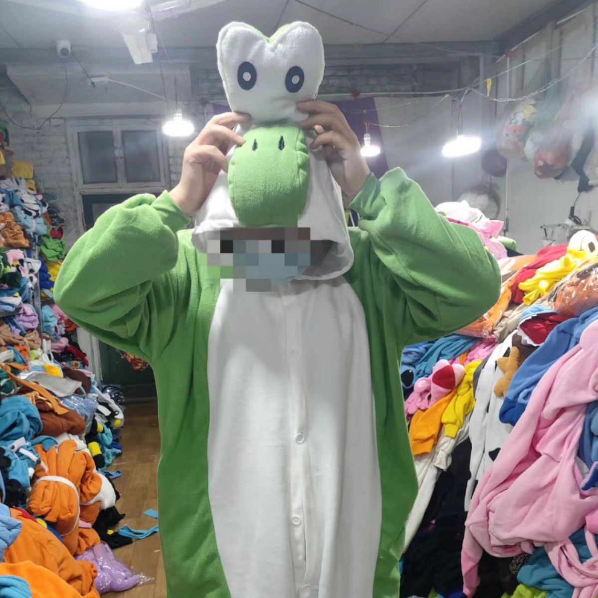 亚马逊跨境Kigurumi onesie 耀西卡通动物连体睡衣成人万圣节扮演