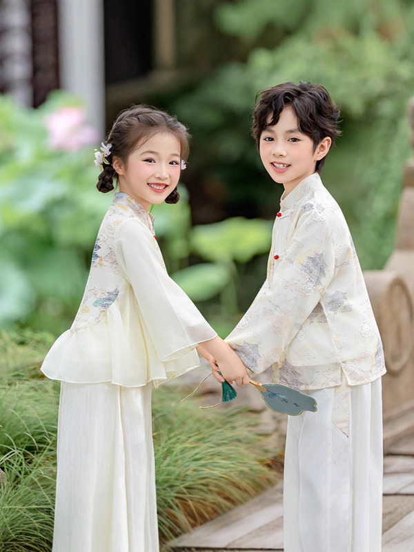 2025汉服儿童民国风唐装秋季新款中式国学男女同款表演宝塔之影|undefined
