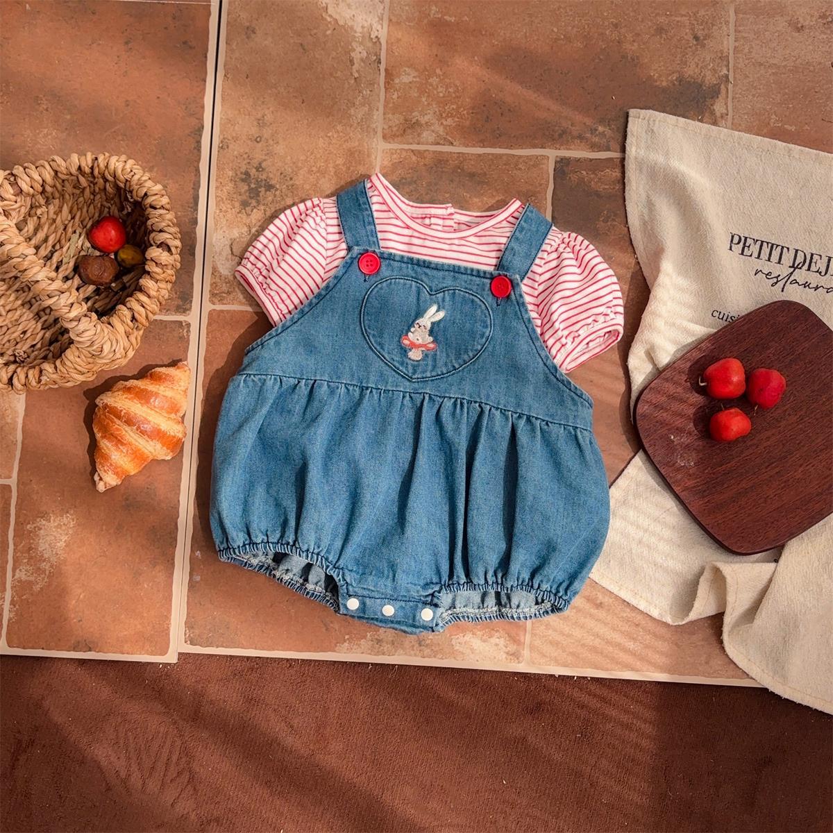 Traje pequeño de estilo occidental para bebés y niños pequeños, nuevo estilo de verano, traje de mono ligero, traje de dos piezas para bebés
