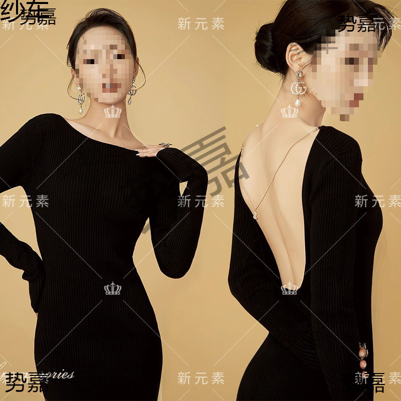 Photo Studio Retro New Shooting Clothing Simple Portrait Photo Hepburn Style Backless Slim Dress Theme Photography Clothing Photo Studio Retro New Shooting Clothing Simple Portrait Photo Hepburn Style Backless Slim Dress Theme Photography Clothing
