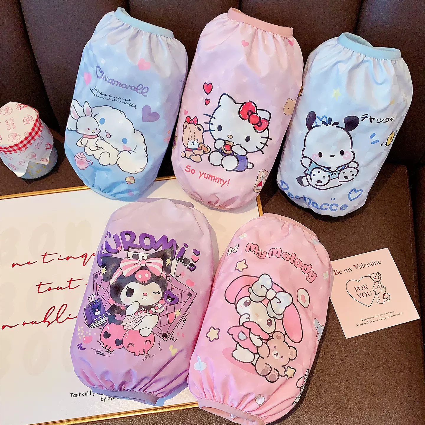 防水儿童袖套男女宝三丽鸥卡通护袖中大童手臂防油污小孩袖子防脏