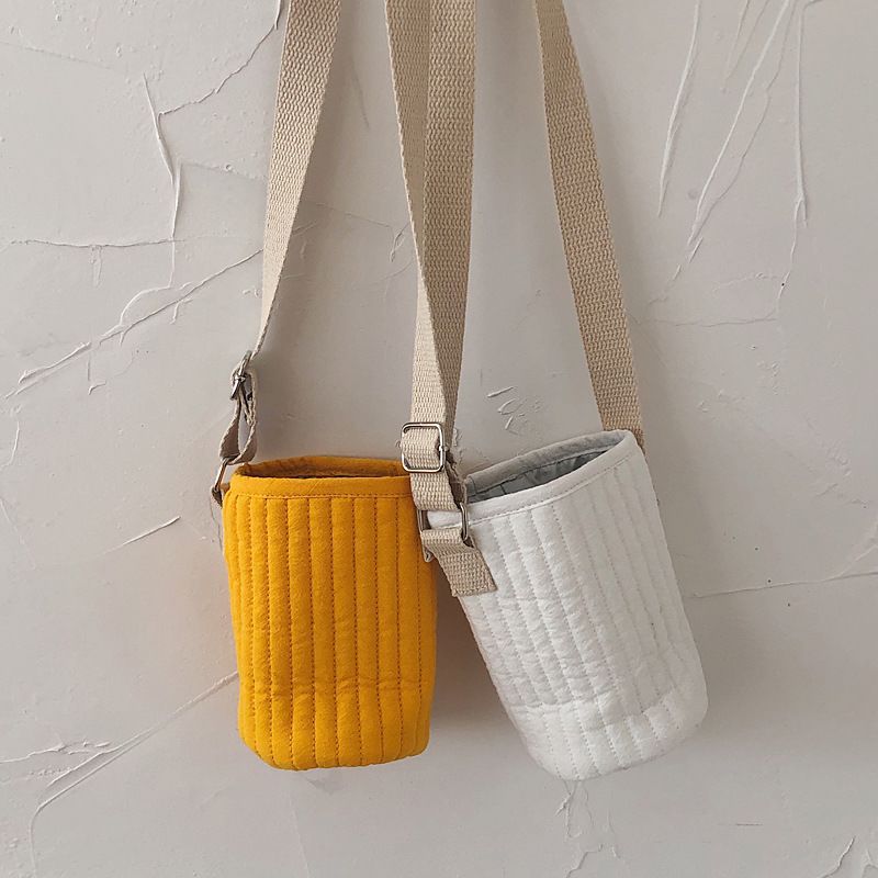 可斜跨绗缝儿童水壶水杯包保温杯保护套背带杯套玻璃杯手提袋