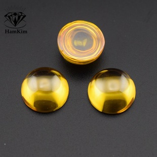Golden yellow flat-bottomed gem round smooth plain zircon bare stone 2mm-12mm inlaid half-sided half-round bead