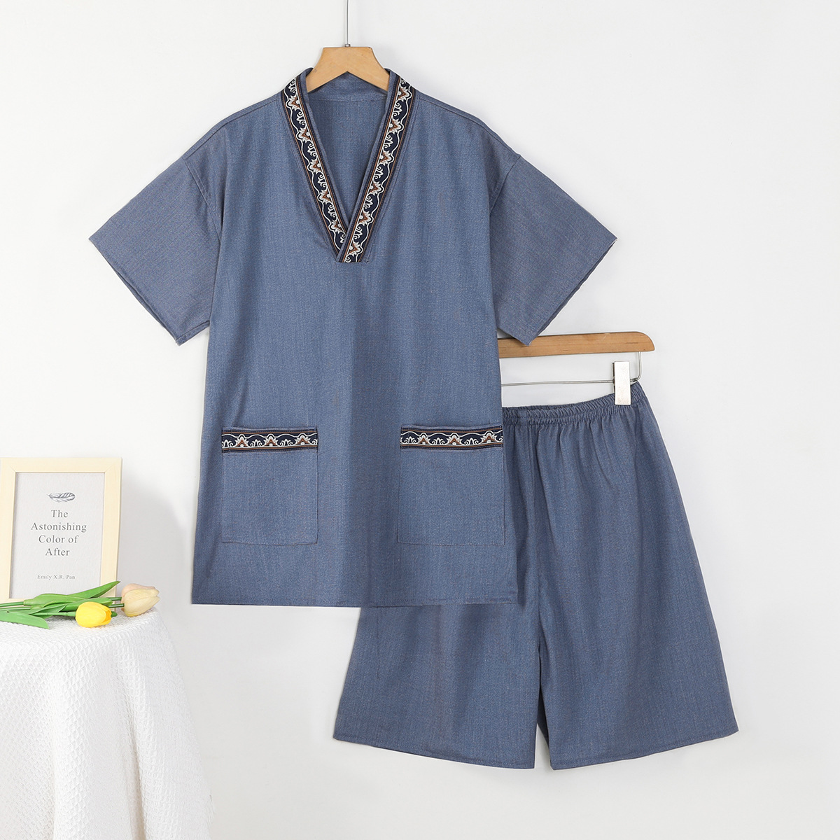 2025新款汗蒸服男款汤泉足浴按摩服澡堂衣服睡衣宽松高端桑拿服