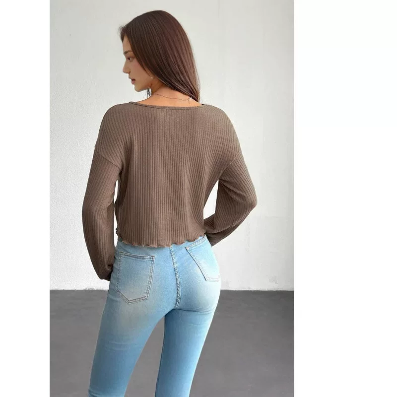 Модный длинный рукав, AliExpress, европейский стиль, V-образный вырез