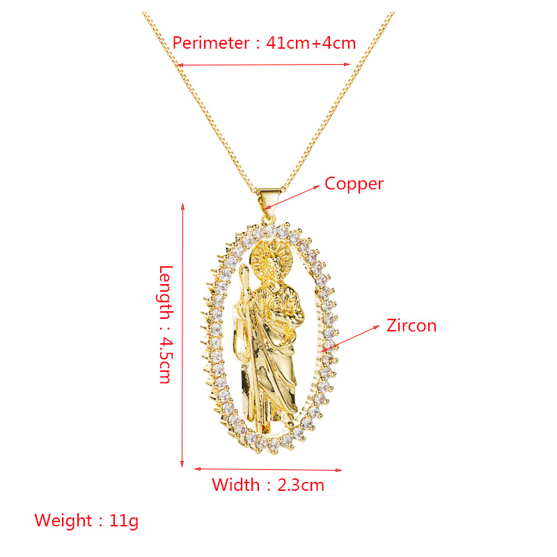 Retro Copper Gold-plated Micro-inlaid Zircon Priest Six-pointed Star Pendant Necklace Wholesale Nihaojewelry display picture 1