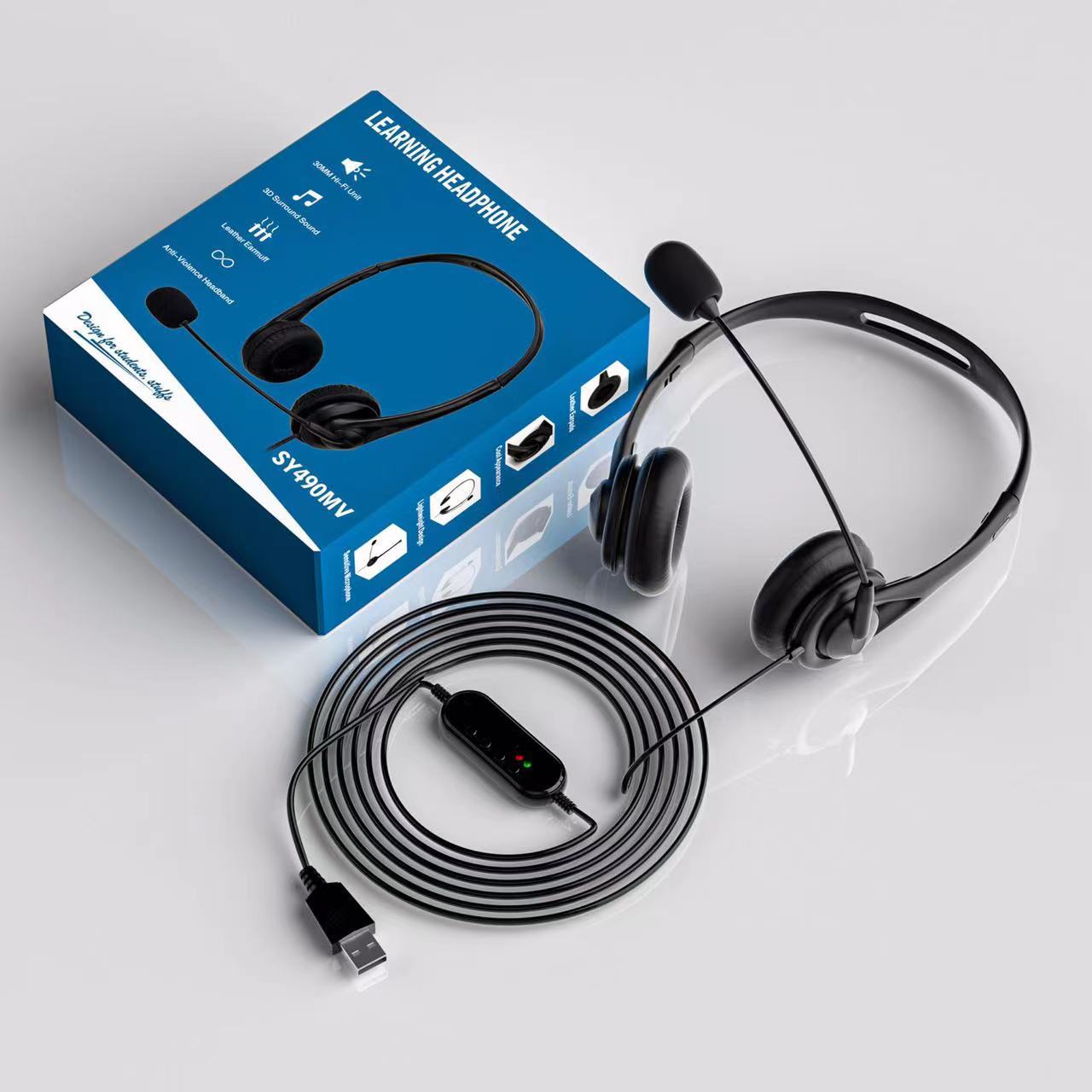 Examen de los estudiantes auriculares por cable operador de negocios especial auriculares USB auriculares auditivos computadora auriculares al por mayor