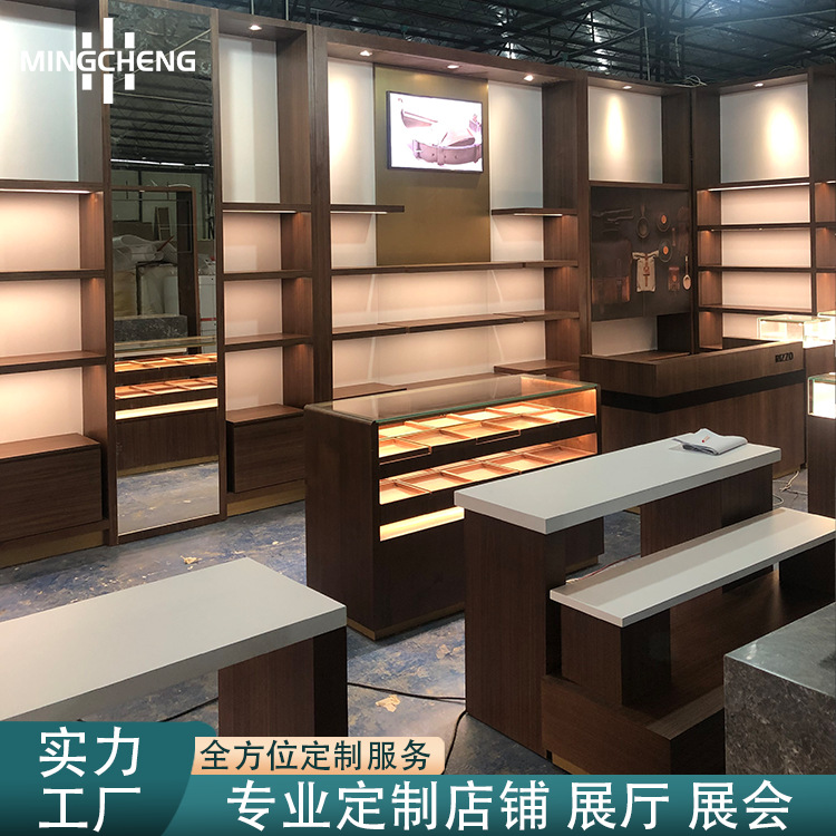出口钱包玻璃展示柜品牌包包中岛柜木质箱包行李箱展示道具流水台