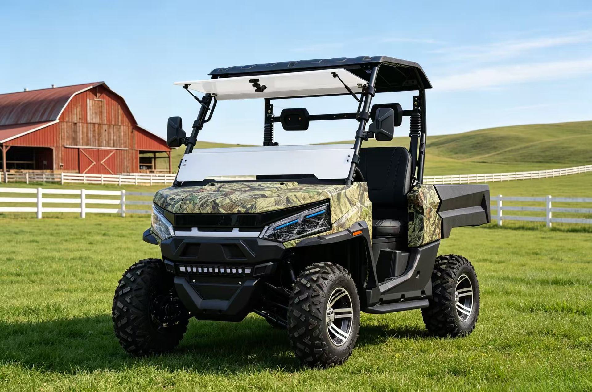 Electric four-wheel drive UTV all-terrain vehicle for farm, orchard, mountainous complex terrain, commuting, cargo transport, and sightseeing