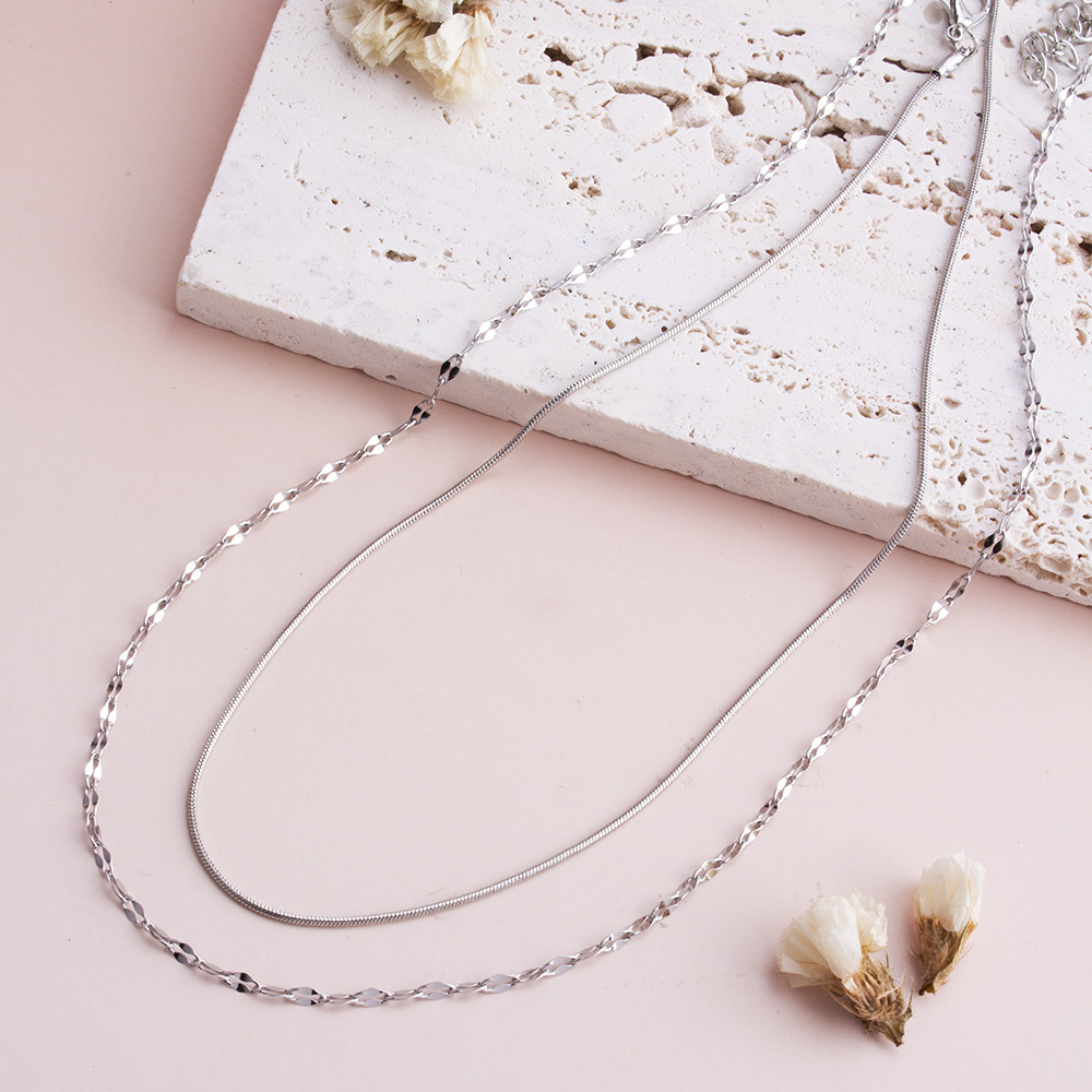 Double Layer Snake And O-chain Necklace For Women Elegant Style_voghion.com