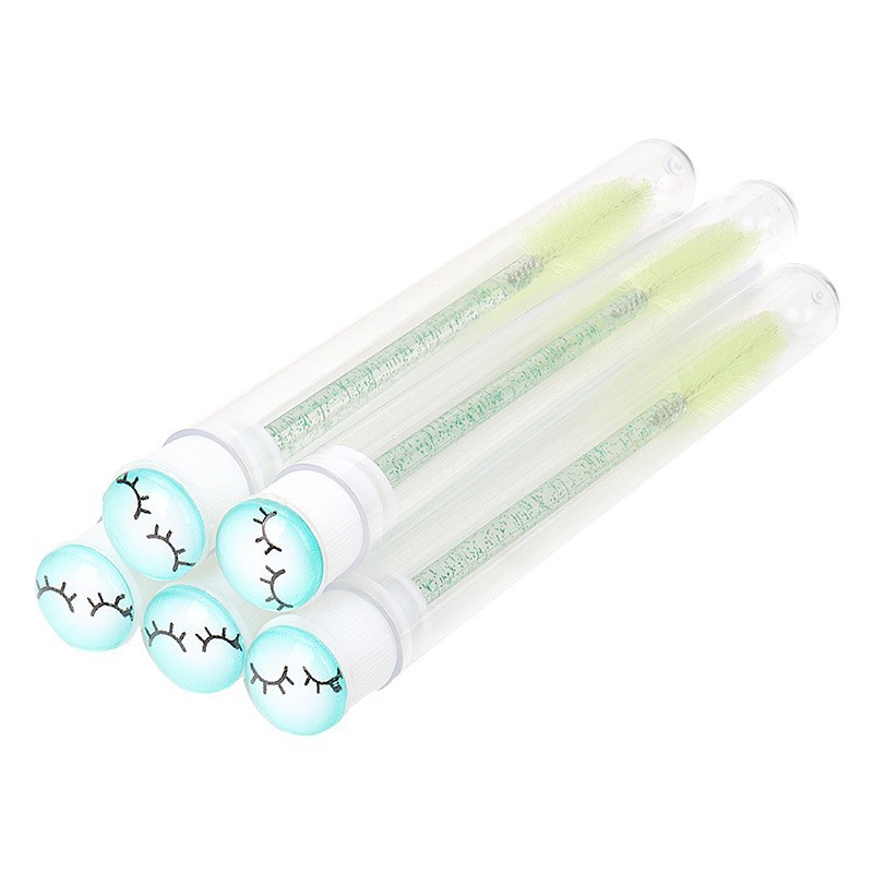 Cepillo para pestañas con tubo perforado, cepillo para pestañas desechable con varilla de cristal, peine para cejas, cepillo para pestañas portátil para maquillaje