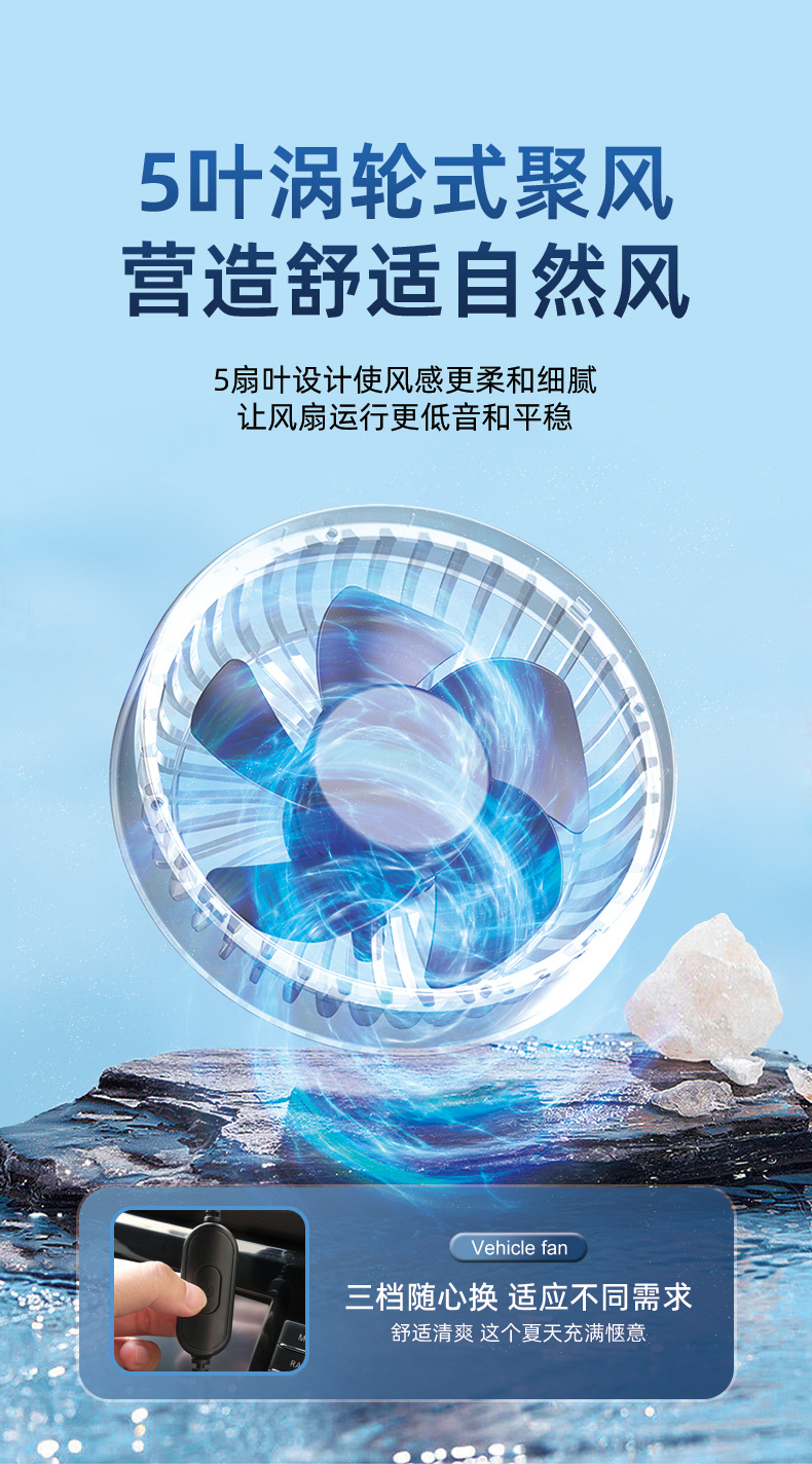 [Premium Selection] Car Air Vent Fan, 360-Degree Rotating Small Fan for Car Interior, USB Interface, Mini Household Electric Fan