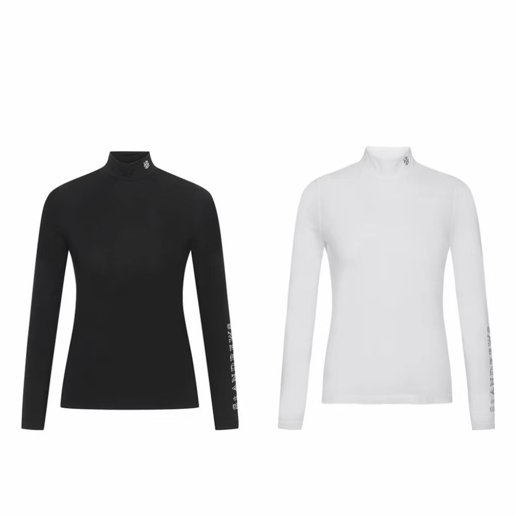 New Summer Golf Clothing Women's Solid Color Long-Sleeved Half-High Collar Slim-Fit Lightweight Casual Breathable Top