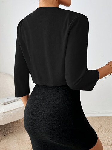 Amazon European and American Women's Autumn Foreign Trade Suit Jacket Fashion Slim Sexy Hot Girl Seven-Sleeve Fashion Top