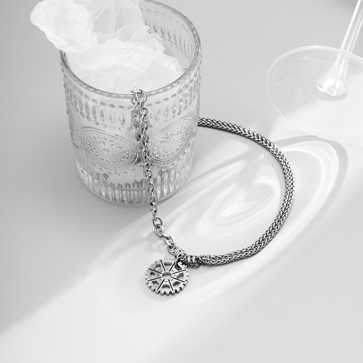 1 Piece Simple Style Gear Titanium Steel Irregular Unisex Pendant Necklace