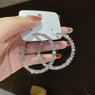 Authentic S9999 Silver Foot Ear Needle Gestle Big Ear Ring Caterpillar Earrings Western Style Earrings Ins Niche Fashion Foreign Style