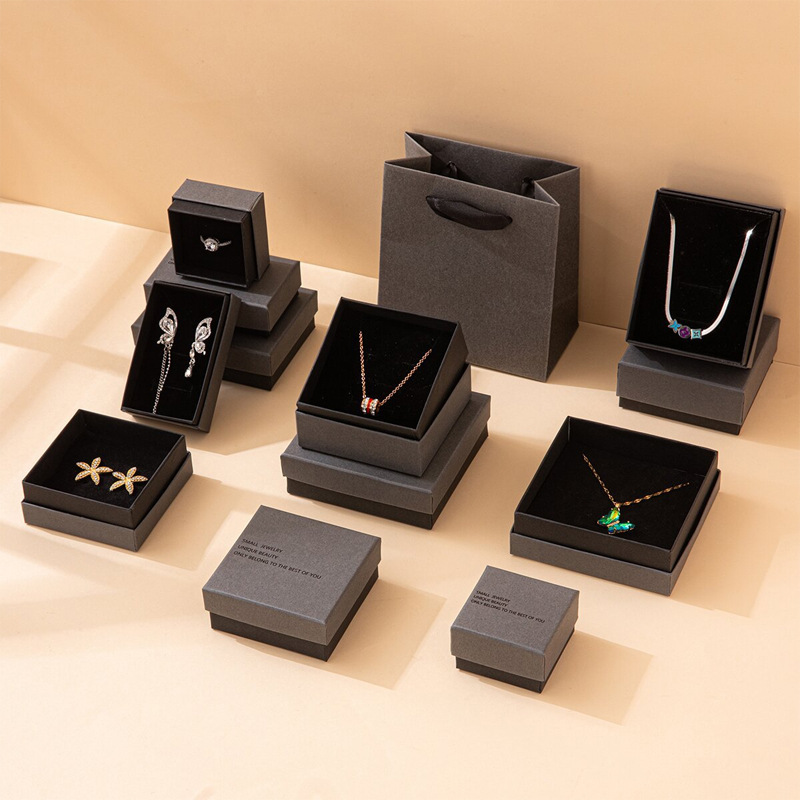 跨境简约天地盖硫酸纸首饰盒项链戒指耳环珠宝盒批发可定 制LOGO