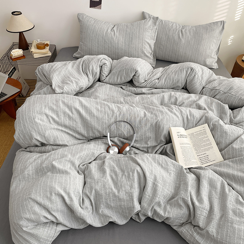 Class A Maternal And Infant All-cotton Solid Color Bedding Four-piece Set, Cationic Simple Pure Cotton Bed Fitted Sheet,_voghion.com