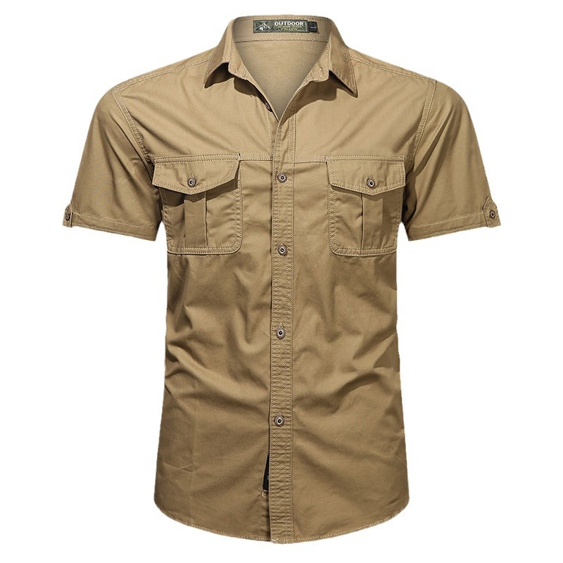 Camisas de hombre transfronterizas de verano de hombre de manga corta, camisas militares de nuevo tamaño grande, camisas casuales coreanas, camisas delgadas