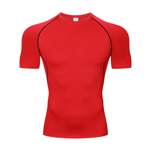 Cross-border PRO Men's Tight Quick-drying Breathable Short-sleeve Fitness Sports Top Outdoor Running Milk Silk Crew Neck Shirt