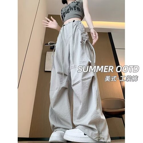 American Retro High Street Workwear Pants for Women Straight Leg Wide Leg Casual Pants Trendy 2025 Ins Pants