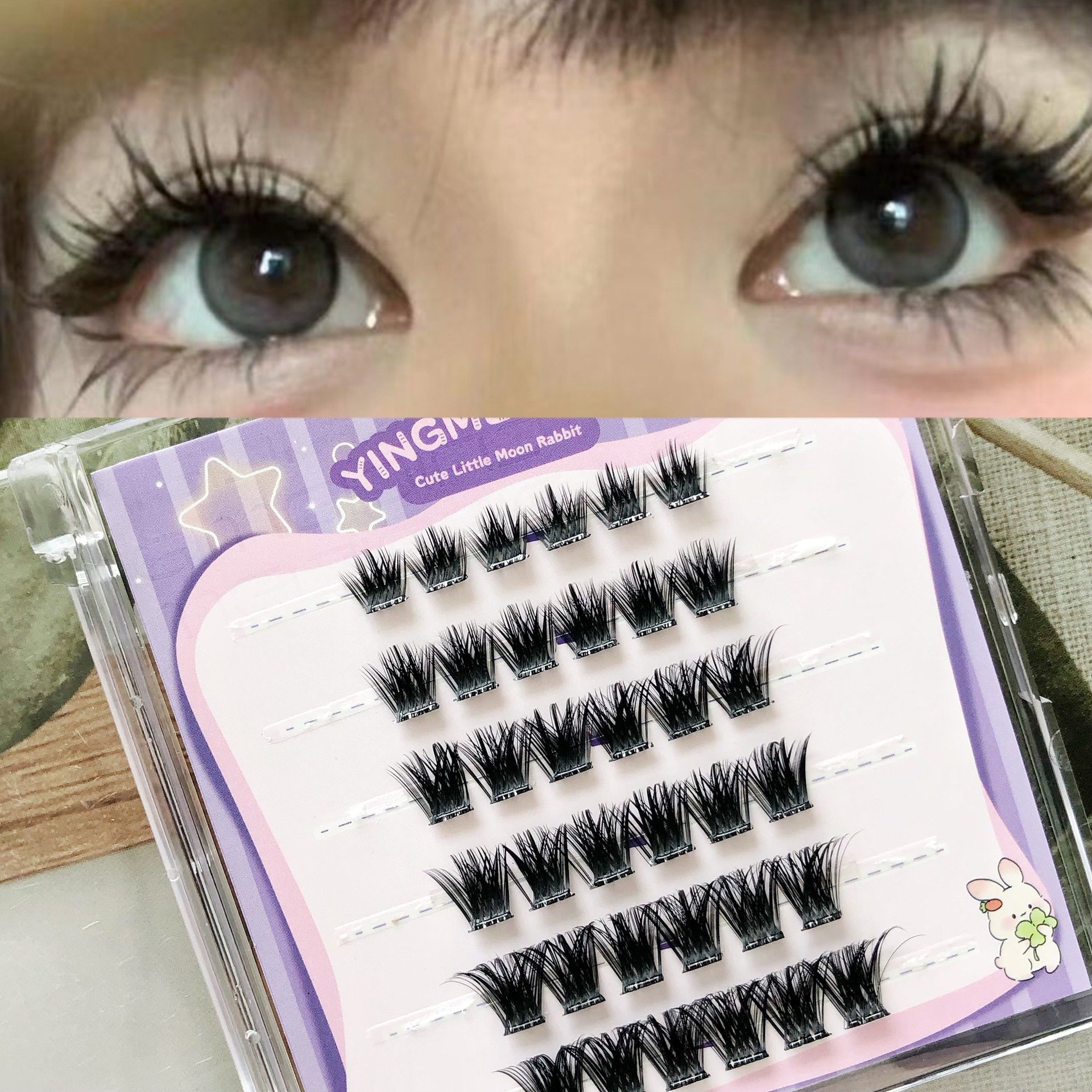 Parillas falsas transfronterizas sin pegamento, pestañas europeas y estadounidenses, maquillaje denso, pestañas falsas, pestañas falsas de caricatura, pestañas falsas sin pegamento, pestañas falsas