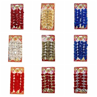 Cross-Border Export Christmas Holiday Hotel Party Decoration Bow Bright Silver Bow Christmas Tree Decorations