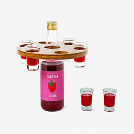 跨境木质酒杯托盘圆形 酒杯托创意木质酒吧酒杯托展示盘可定 制