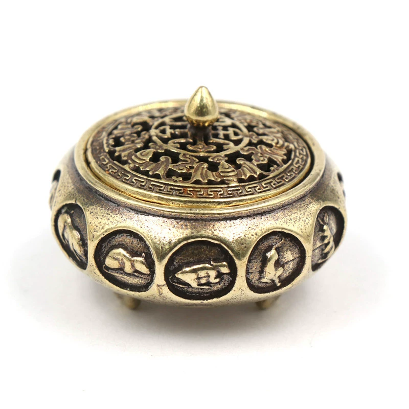 Brass copper creative aroma lamp walnut, Chinese horoscope