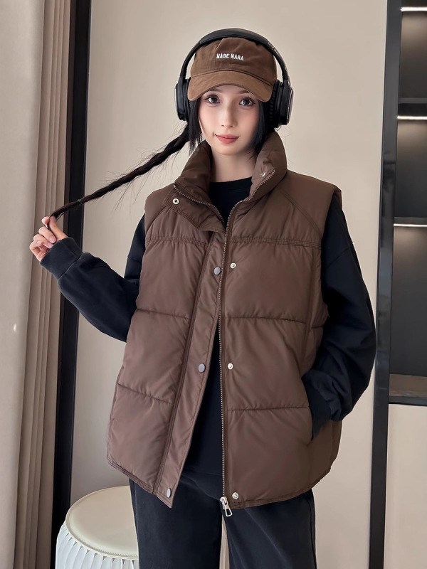 外穿立领羽绒棉马甲女秋冬季2025年新款坎肩背心外套马夹上衣女装|undefined