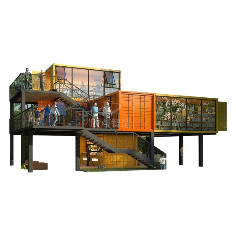 Conjunto de la casa del contenedor viviente integrado Casa de tablón móvil con inodoro Área de la calle comercial Oficina móvil