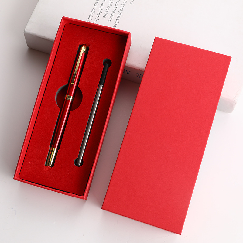 Juego de alta calidad rojo regalos de negocios metal bolígrafo de firma bolígrafo personalizado logotipo publicitario bolígrafo neutro