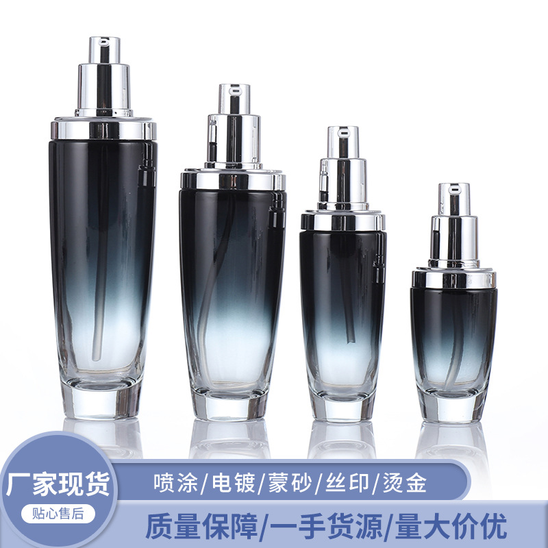 现货批发30ML40ML100ML120ML小黑化妆品乳液瓶 喷雾玻璃瓶 膏霜瓶