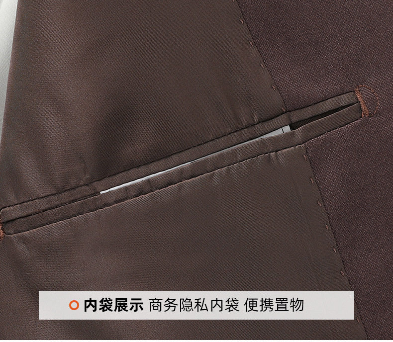 Bộ vest nam pha len dáng ôm, áo vest một hàng cúc cổ bẻ phẳng, quần xẻ tà sau giữa — Màu nâu Mocha chi tiết 25