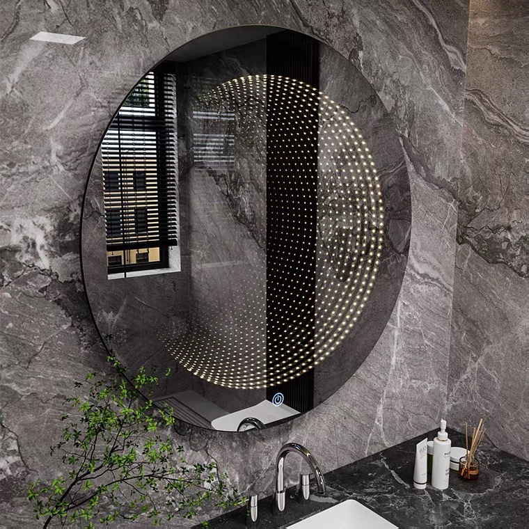 led灯三色灯触屏客厅浴室镜创意轻奢时空隧道镜梦幻千层镜