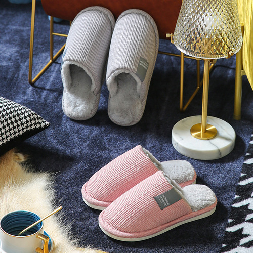 Men's Cotton Slippers Winter Indoor Home Use Soft Sole Thick Plush Slippers Warm Wholesale Bulk