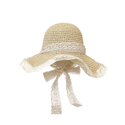 Sunshade straw hat for women summer Korean version seaside vacation beach hat outdoor face-covering sun hat UV protection
