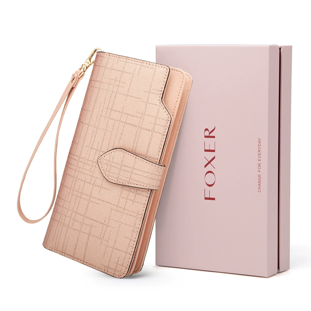 Золотой кошелек Fox, женский легкий роскошный двухслойный длинный женский кошелек из воловьей кожи, клатч, кошелек, клатч