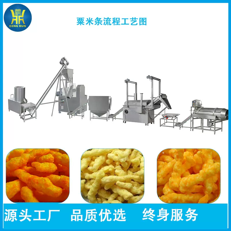 油炸奇多小辣椒生产机械设备粟米条加工机械休闲膨化食品生产线