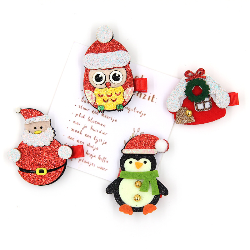 Cross Border Hot Selling Christmas Antlers Snowman Christmas Tree Hairpin Fairy Hairpin Cute Christmas Ornament CP0469