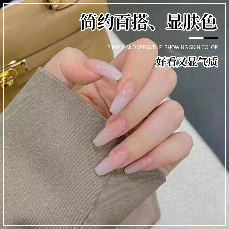 Parches de uñas largos trapezoidales blancos estilo francés, parches de uñas especiales para arte de uñas de verano fresco, hechos a mano.