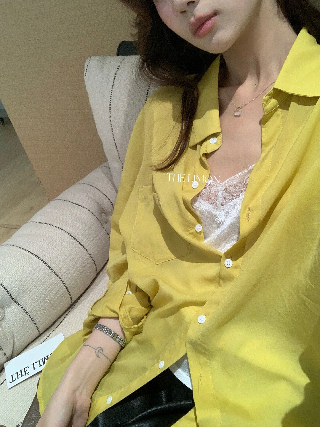 Áo sơ mi nữ tay dài chất liệu tencel phong cách lười biếng ấm áp — Vàng nhạt, xanh lam, Xanh lá cây nhạtcolor, màu hồng chi tiết 93