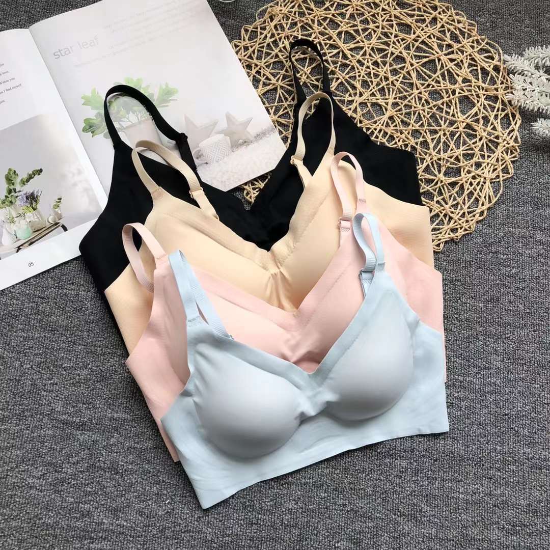 Nuevo sujetador sin costuras ropa interior de las mujeres de gama alta de látex tazón sujetador de verano inalámbrico Delgado Copa sexy cómodo espalda hebilla