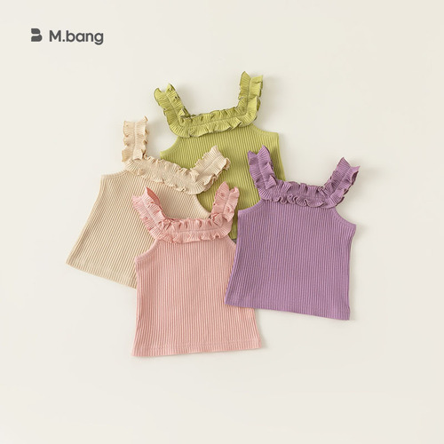 INSbobo Summer Wear 2024 New Girls Vest Baby Lace Suspender Top Sleeveless T Loose XY23143